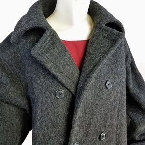 Harvé Bernard Charcoal Wool Alpaca Long Coat 10P